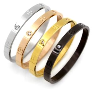 CZ STUD / SCREW PRINT BRACELET - Free name engraving inside