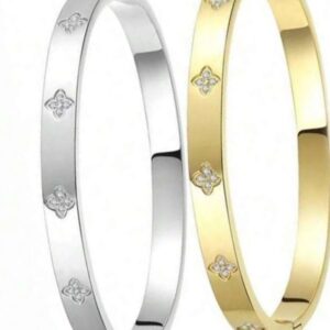 CZ FLOWER STUD BRACELET - Free name engraving inside